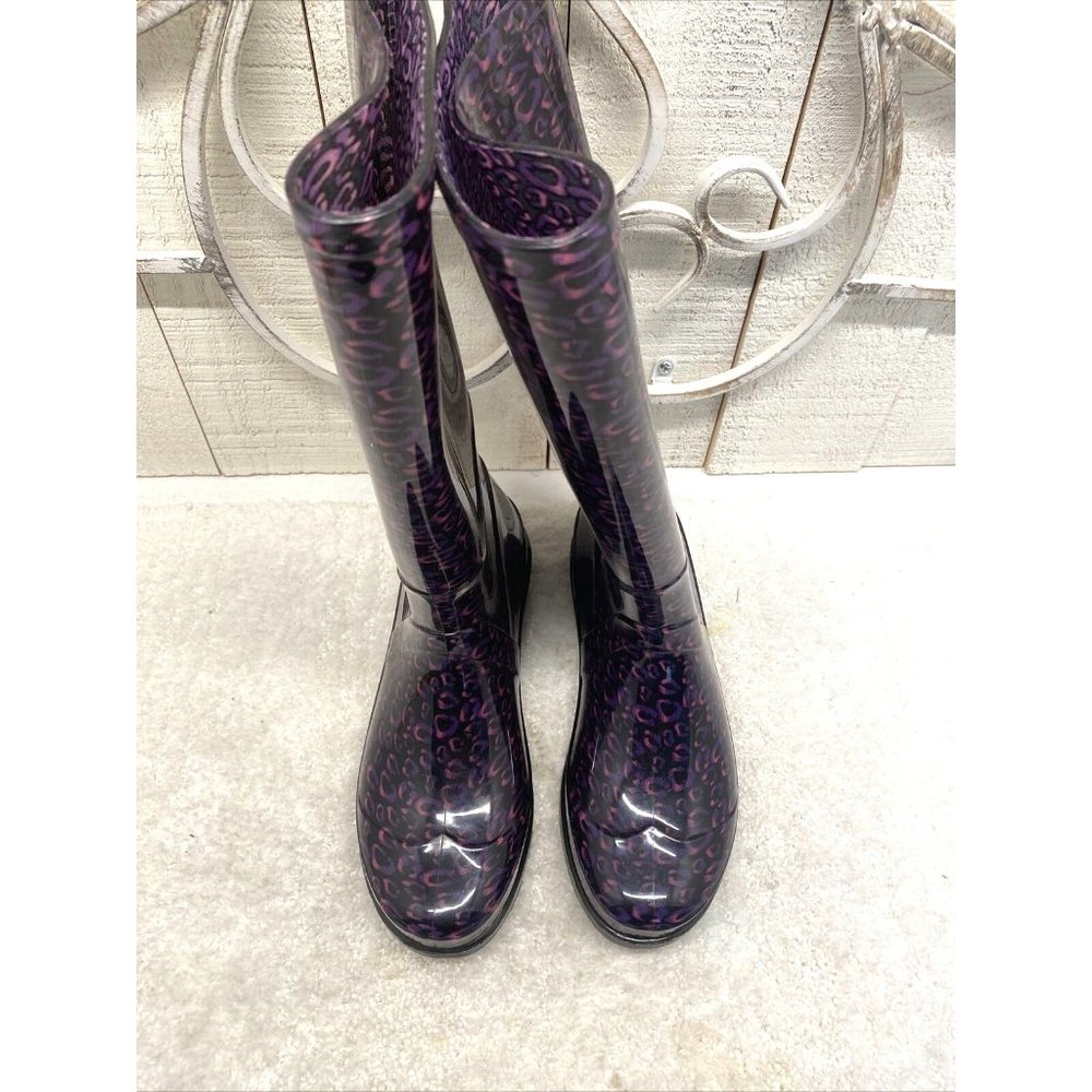 Descendants 2 Rubber Rain Boot Size 3 Youth Purple/Black Knee High No Wear